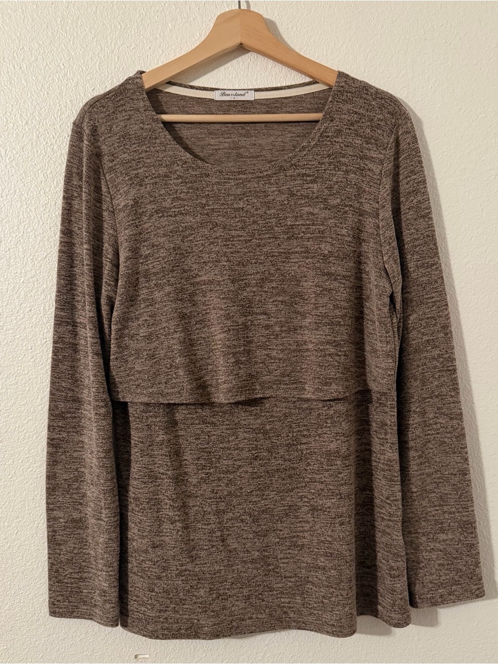 Maternity Nursing Bearsland Womens Size Med Breastfeeding Long Sleeve Top Plum